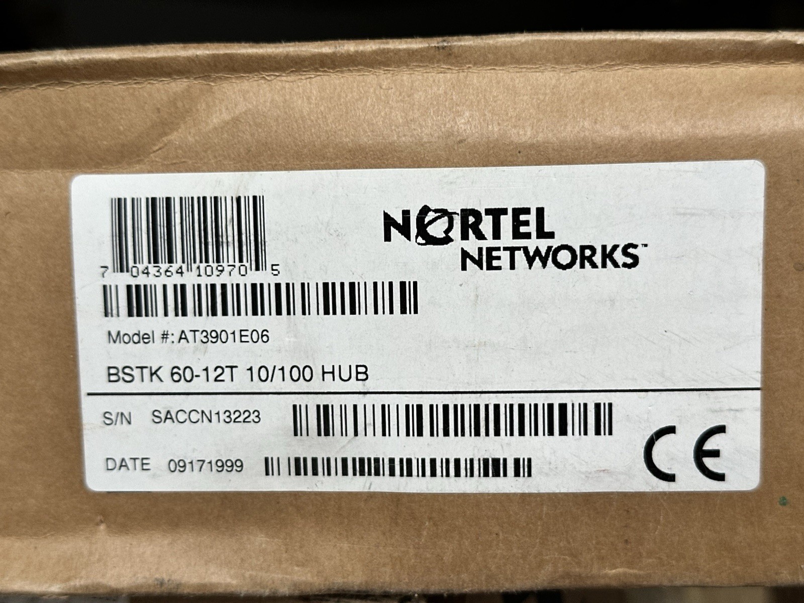 Nortel Networks BayStack 60-12T AT3901E06 12-Port 10/100 Ethernet Hub NOS