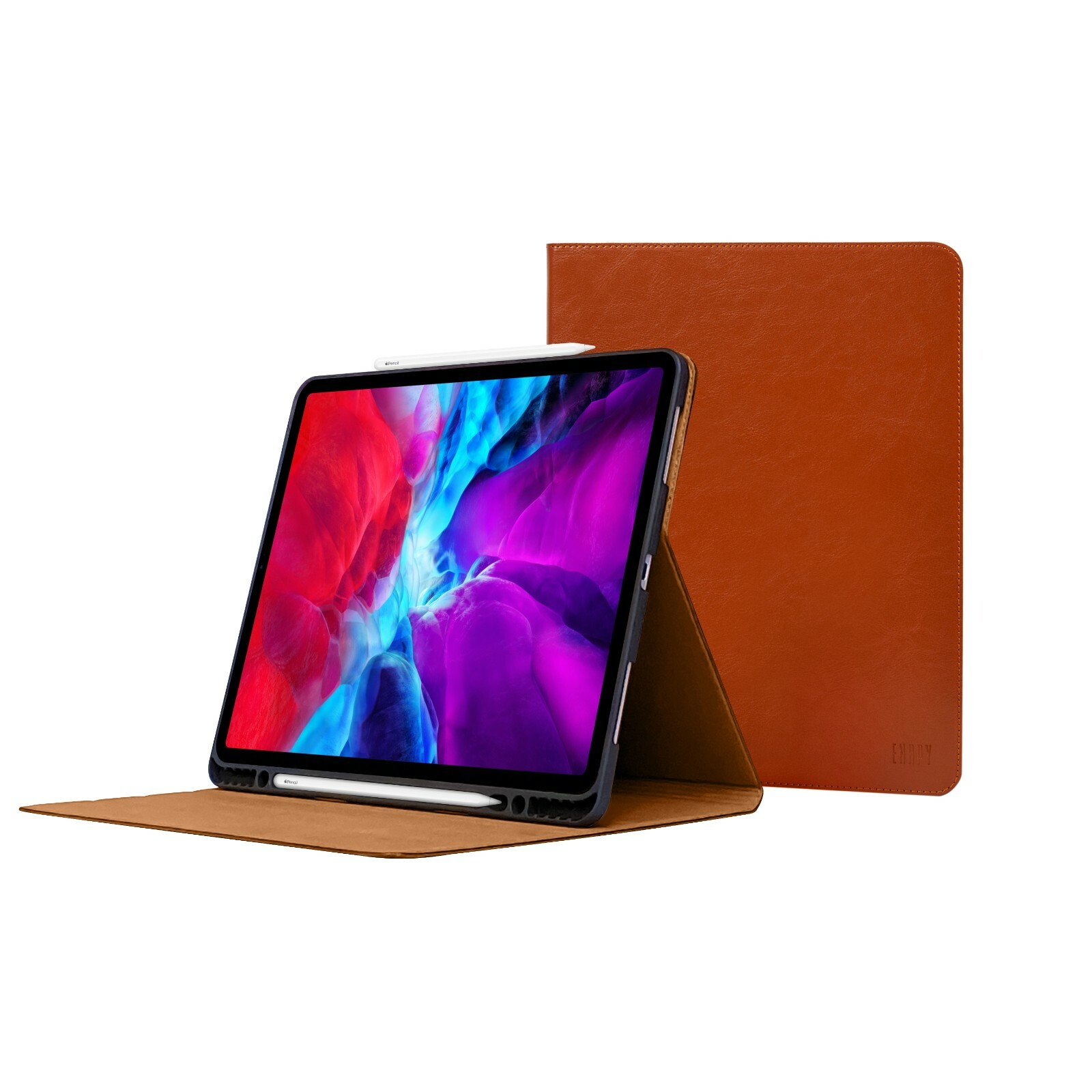 ENAPY iPad Air 11 (M2) Genuine Leather Case Cover w/ Pencil Holders & Sleep-Wake