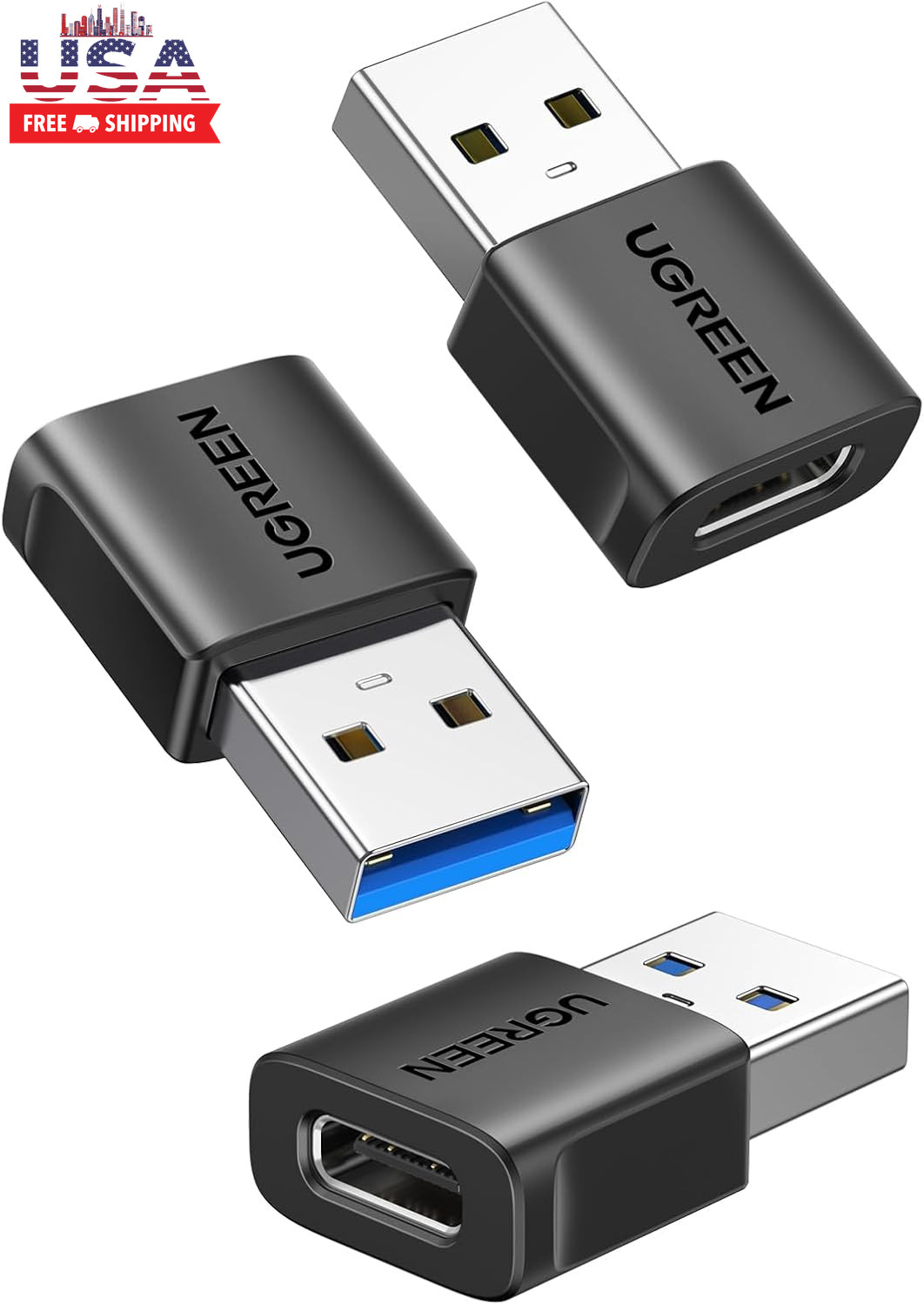 UGREEN USB to USB C Adapter 3Pack, USB C Female to USB Male Adapter 10Gbps Type