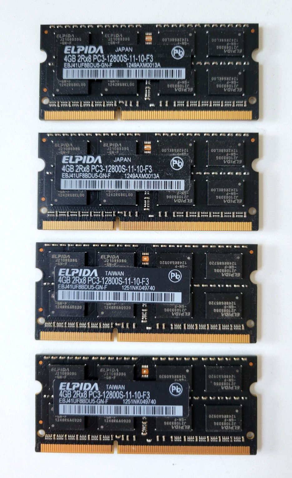 ELPIDA 4GB DDR3 RAM 2Rx8 PC3-12800S-11-10-F3 EBJ41UF8BDU5-GN-F