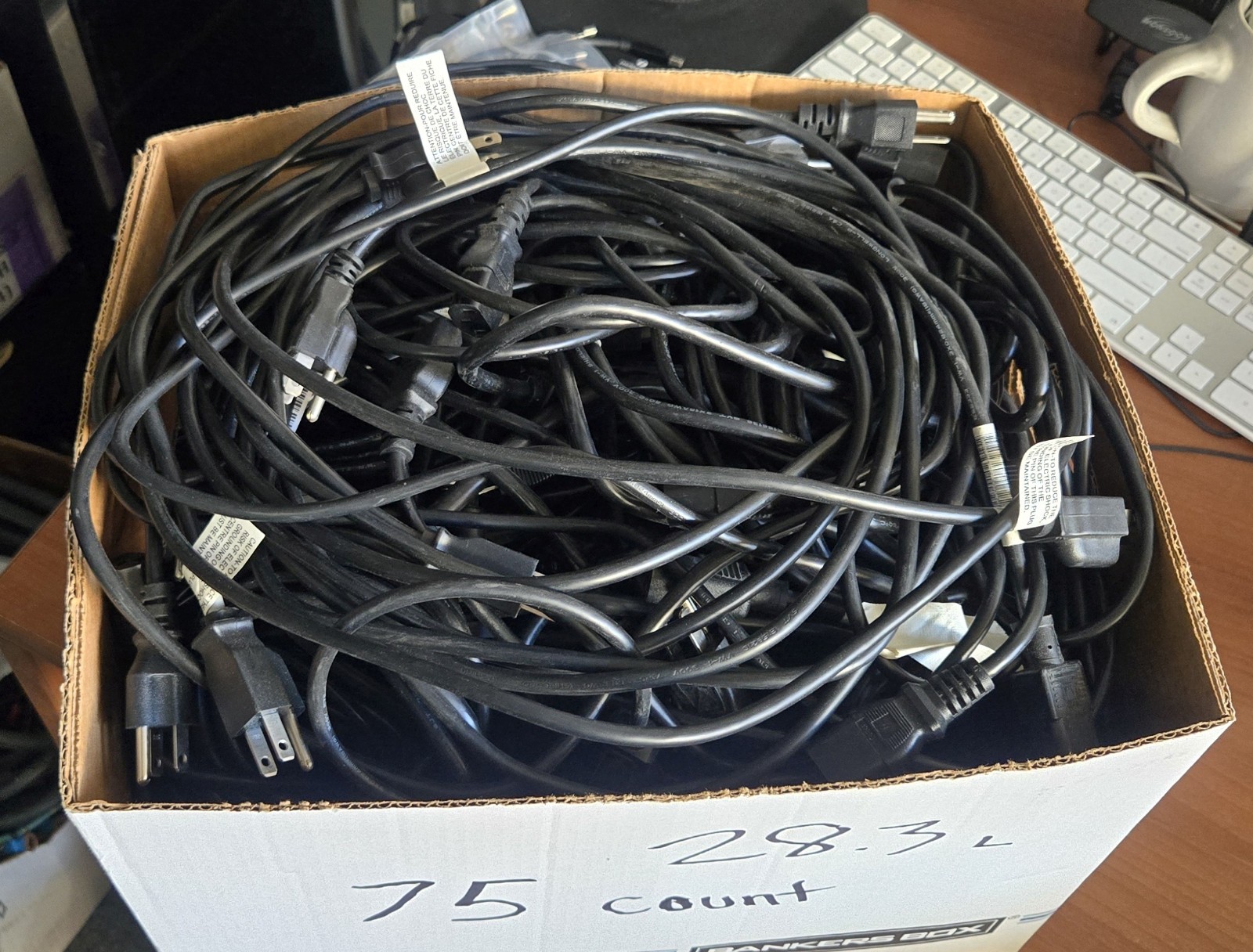 Mixed Lot of 25 Three Prong AC Power Cords Standard Electrical Cables 125V 10A