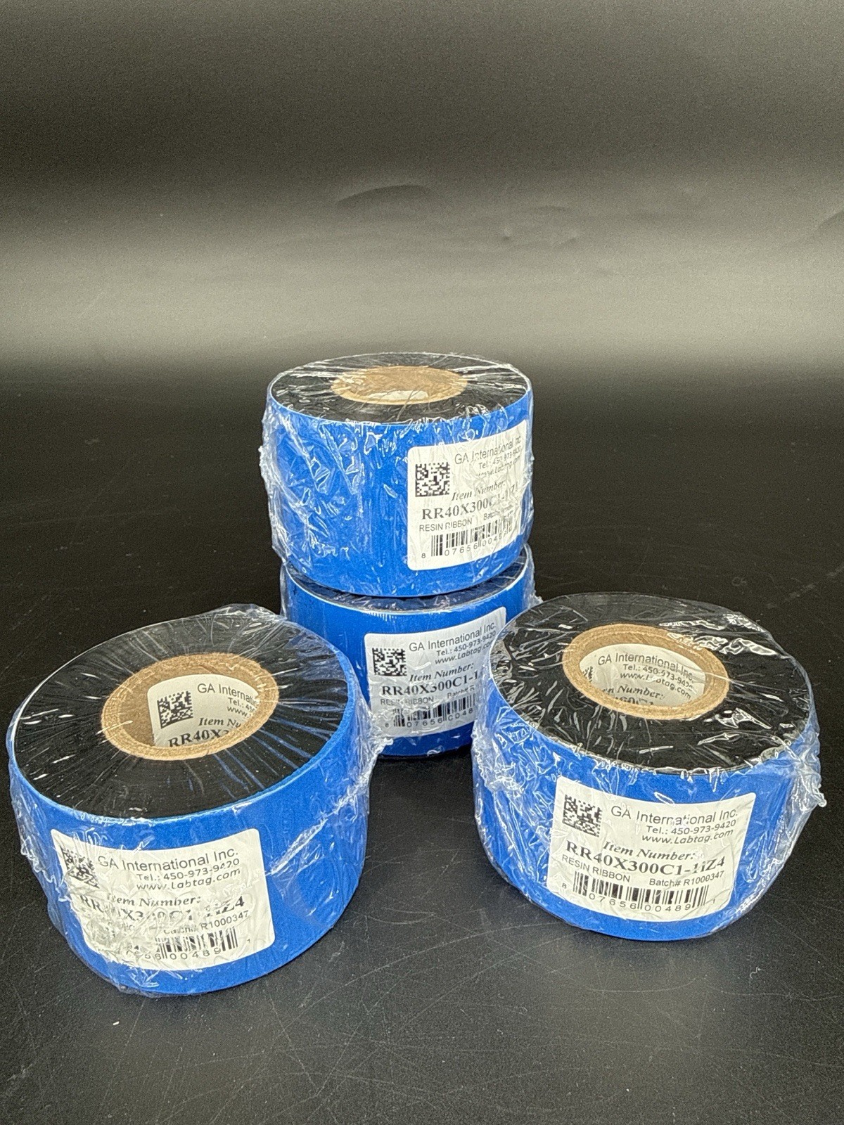 GA International Labtag Resin Ribbon RR40X300C1-1Z4 – 40mm x 300m – Lot of 4 NEW