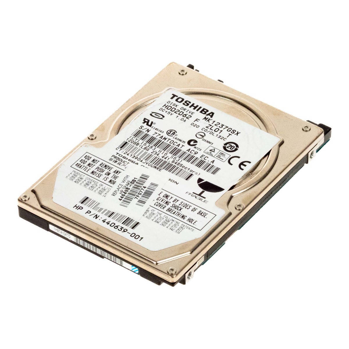 HARD DRIVE TOSHIBA MK1237GSX 120GB 5.4K 8MB SATA II 2.5'' 
