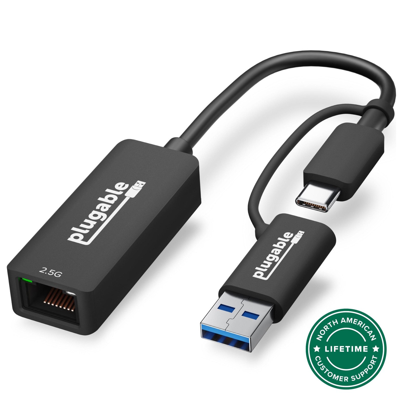 Plugable 2.5G USB-C and USB to Ethernet Adapter