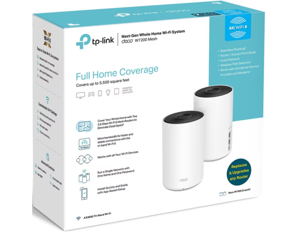 NEW, SEALED TP-Link Deco W7200 Mesh (2-Pack) (AX3600 Tri-band Wi-Fi 6)