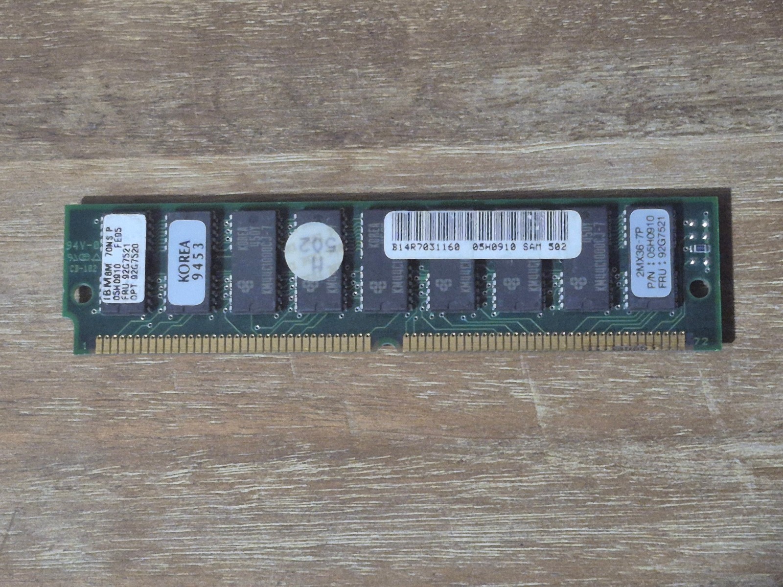 IBM FRU 92G7521 8MB Parity 72 PIN SIMM 2mx36 70NS 92G7520 Memory 92G7202 05H0910