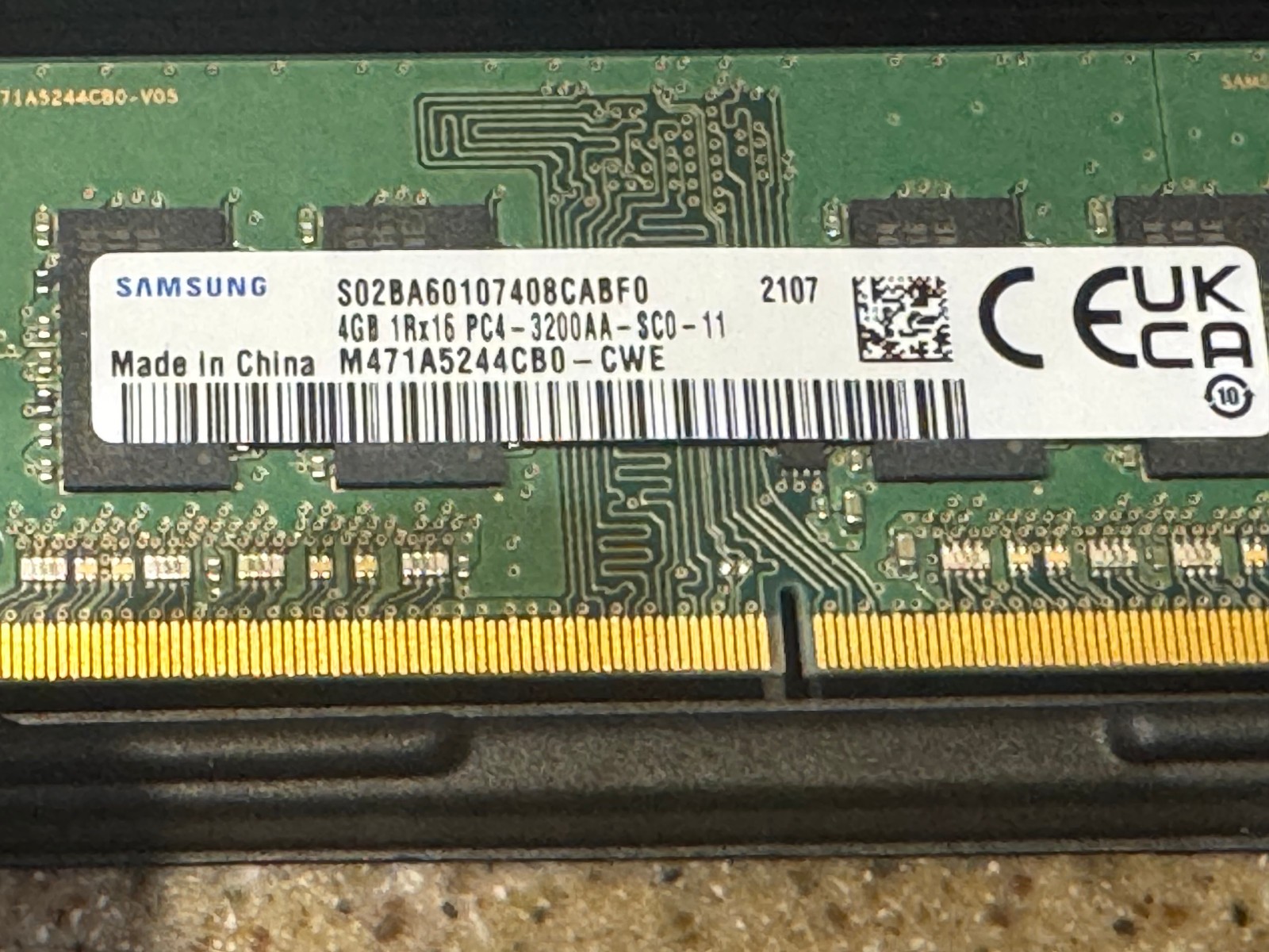 Samsung 4GB DDR4 SODIMM 3200MHz 1Rx16 PC4-3200AA-SC0-11 SDRAM Laptop Memory