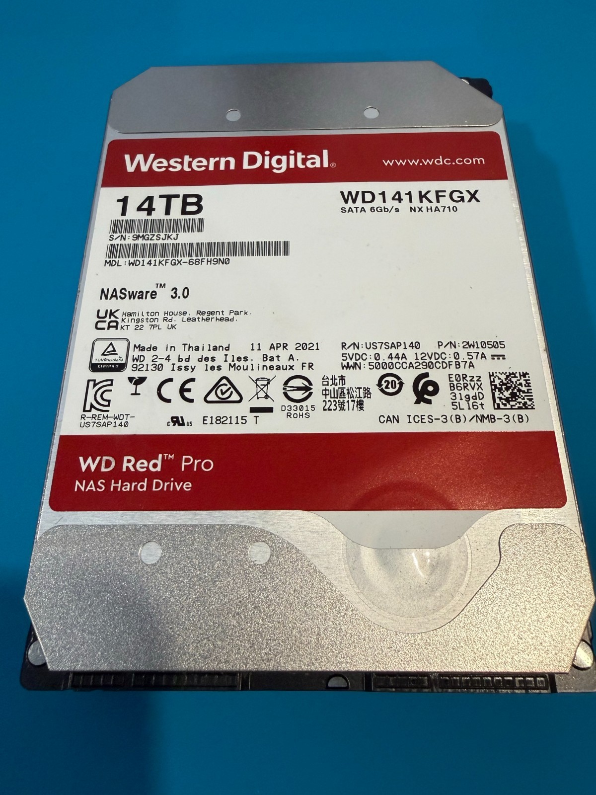WD Red Pro 14TB 3.5" SATA Internal Hard Drive WD141KFGX CMR 5476 Hours