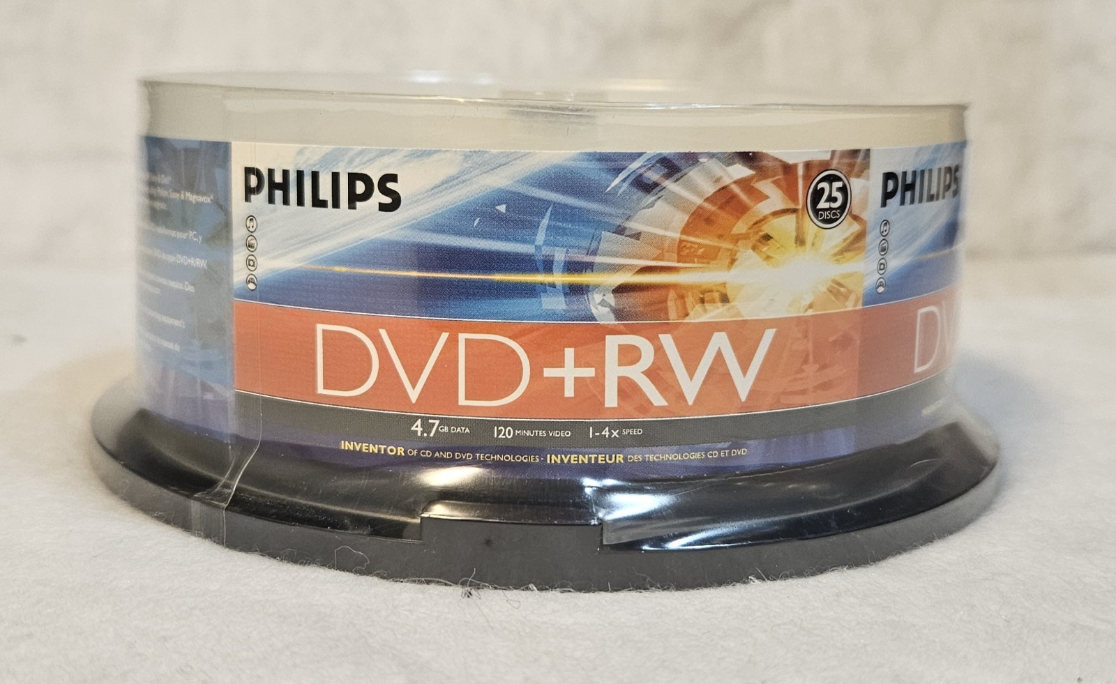 Philips DVD+RW 25-Pack 4.7GB 120 Min Rewritable Recordable Discs New Sealed