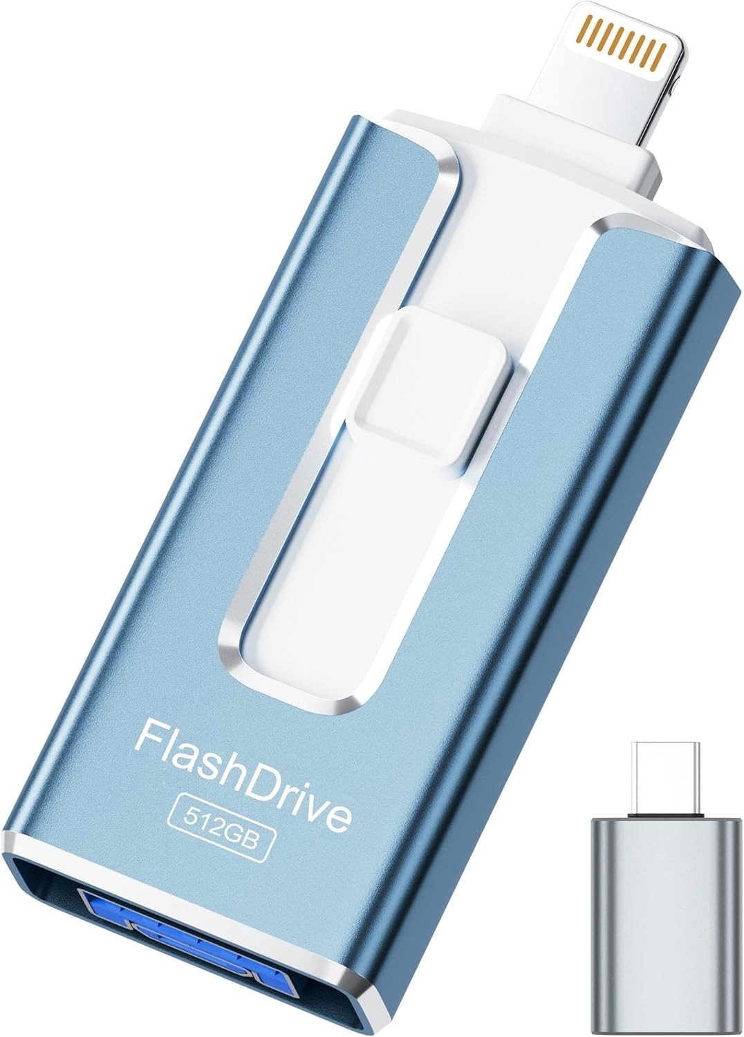 SUDEHO SUD2503 MFi Certified Flash Drive Sky Blue 512GB for Apple iPhone & iPad