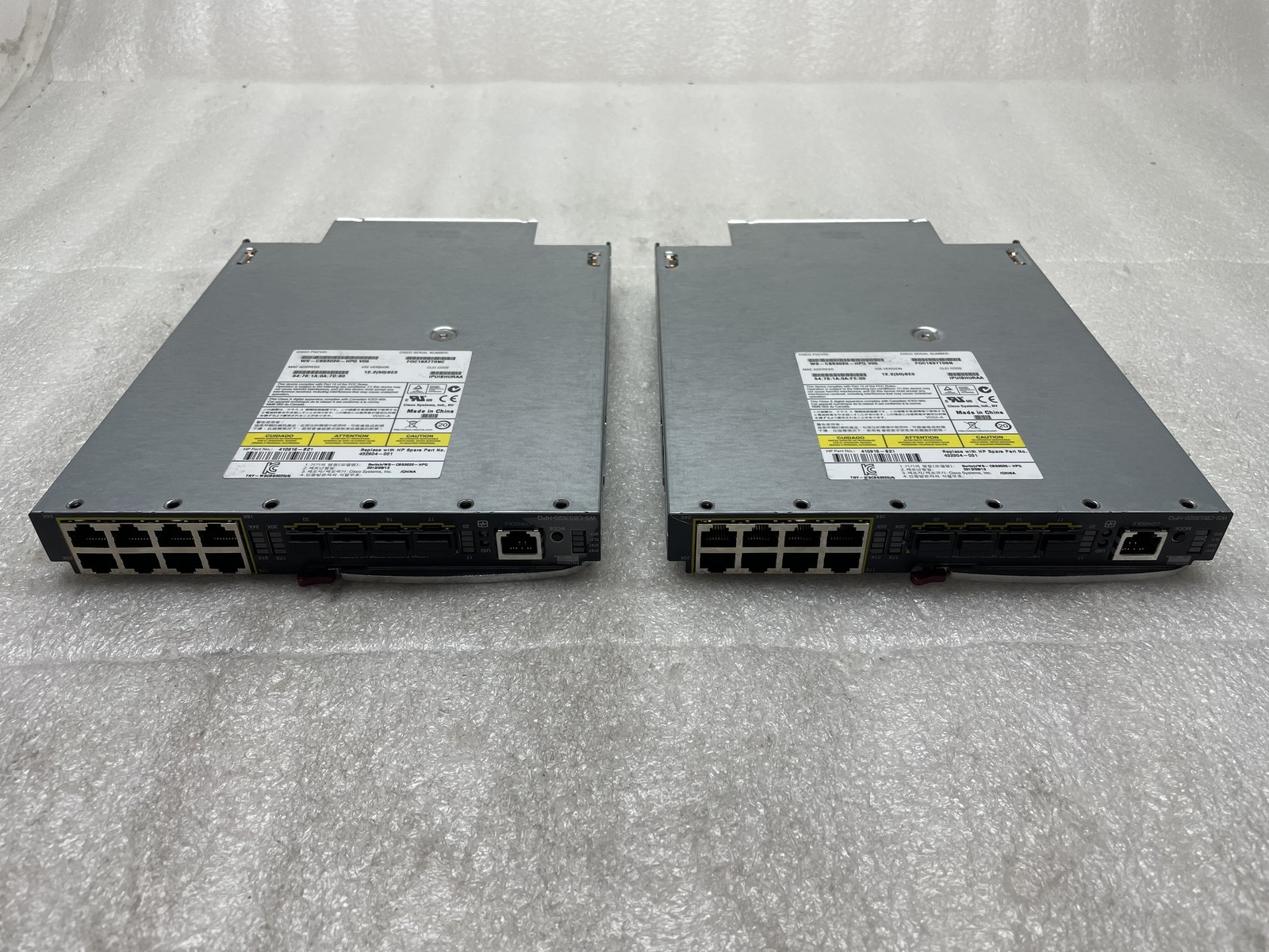 Lot of 2 CISCO CATALYST MODULE WS-CBS3020-HPQ V05 410916-B21 HP BLADE