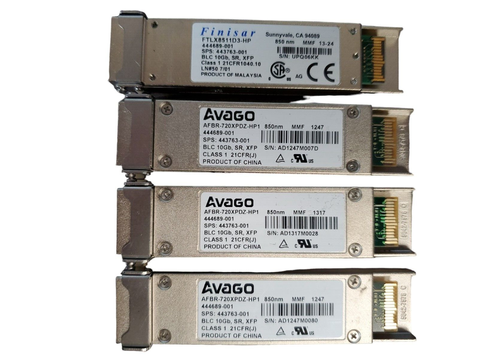 (LOT 4) AVAGO, FINISAR 10Gb XFP SR 850nm Transceiver 444689-001