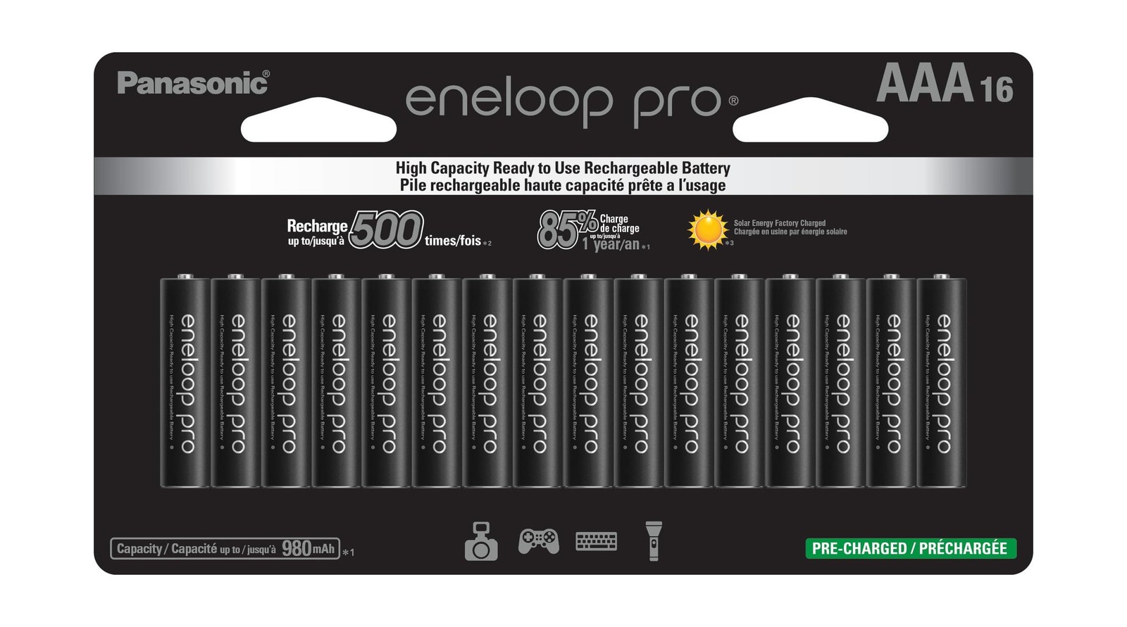 Eneloop Panasonic BK-4HCCA16FA pro AAA High Capacity Ni-MH Pre-Charged Rechar...