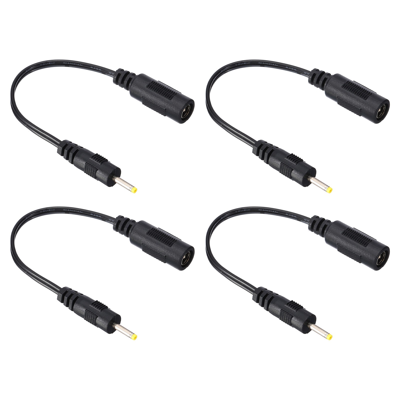 0.6Ft 5.5x2.1mm Female to 2.5x0.7mm Male Power Cable 4 Pcs Wire Adapter Black
