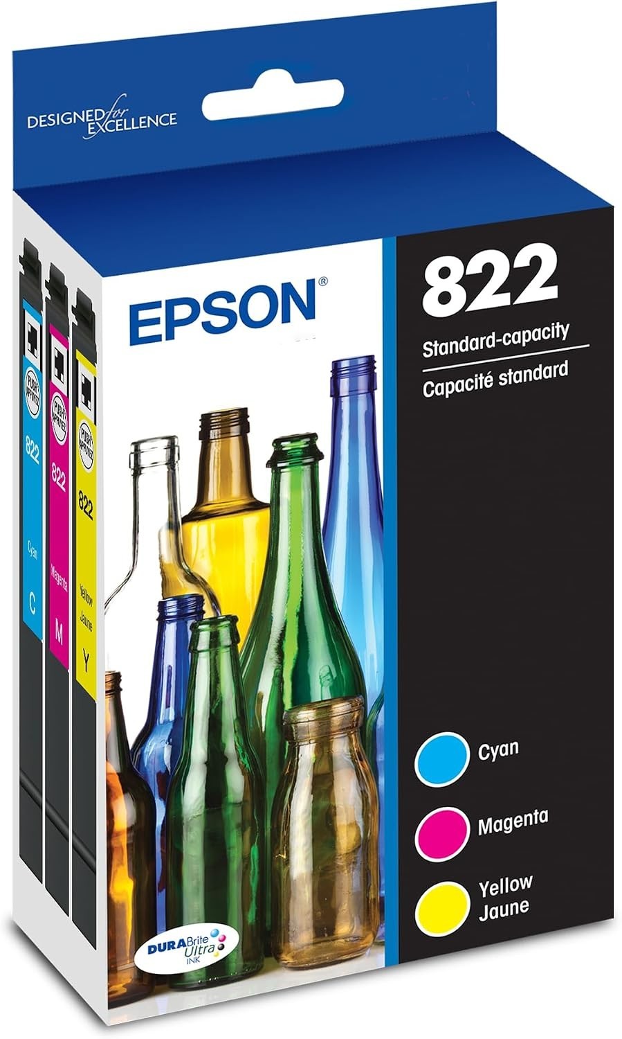 Genuine Epson 822 4‑Pack Ink Cartridges T822520 | CMYK Colour Set | For WF‑3820