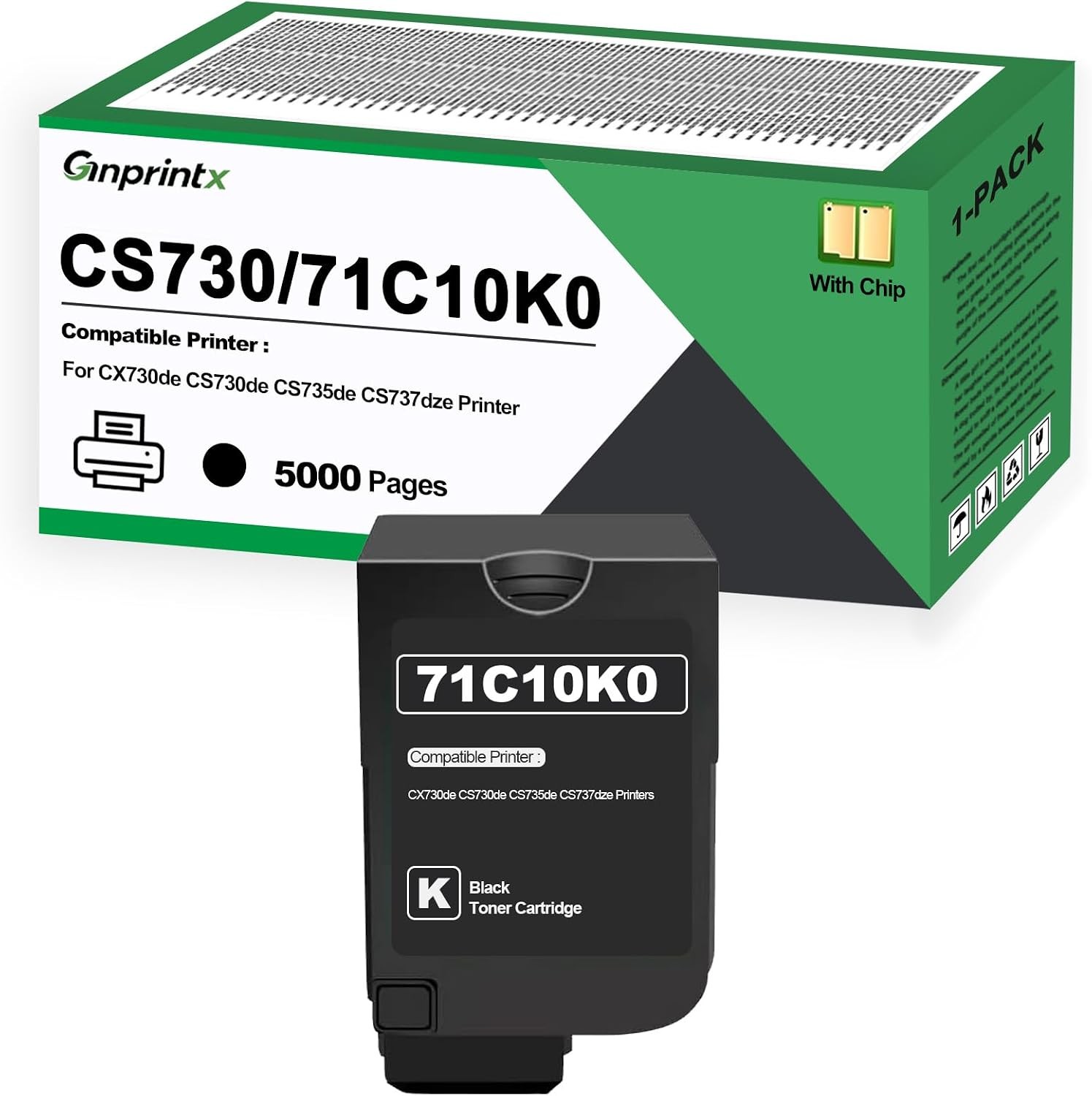 71C10K0 Black Toner Cartridge for Lexmark CS730, CX730, CS735 & CS737 Series