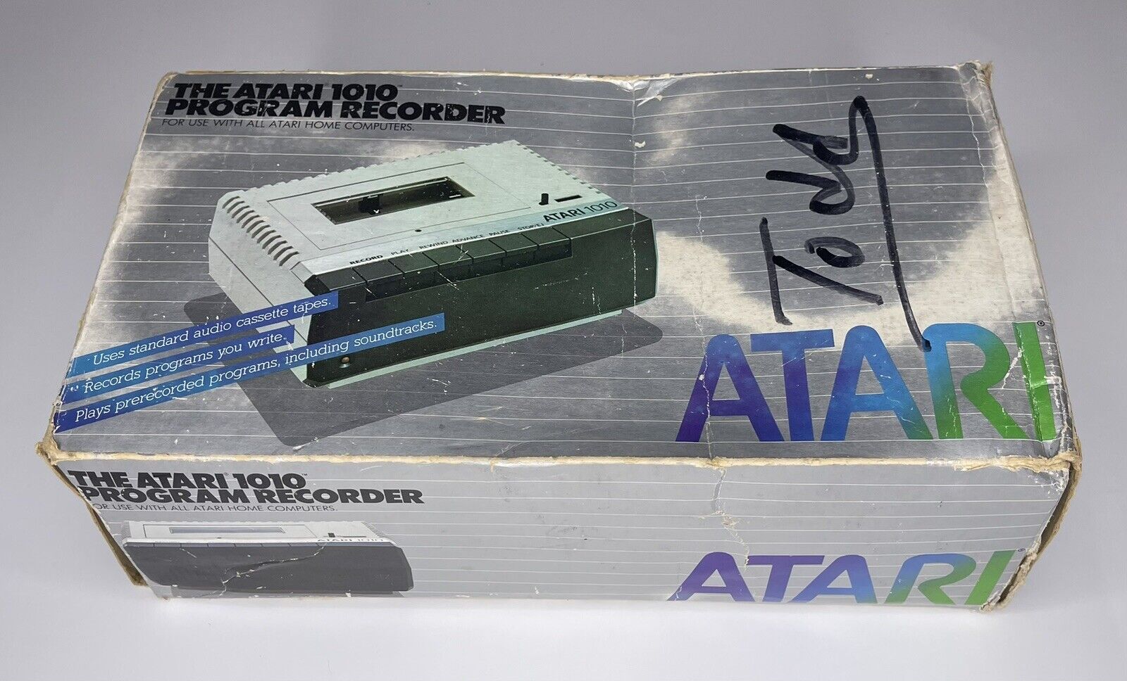 Atari 1010 Program Recorder with Original Box, Power Supply And Cable AS IS
