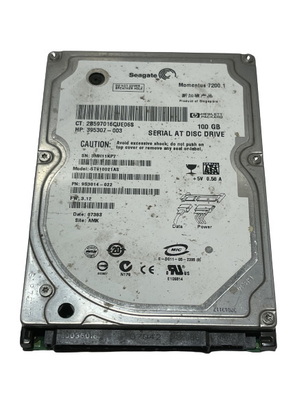 SEAGATE ST910021AS, PN 9S3014-022, 395307-003 HARD DRIVE 100GB SATA 2.5