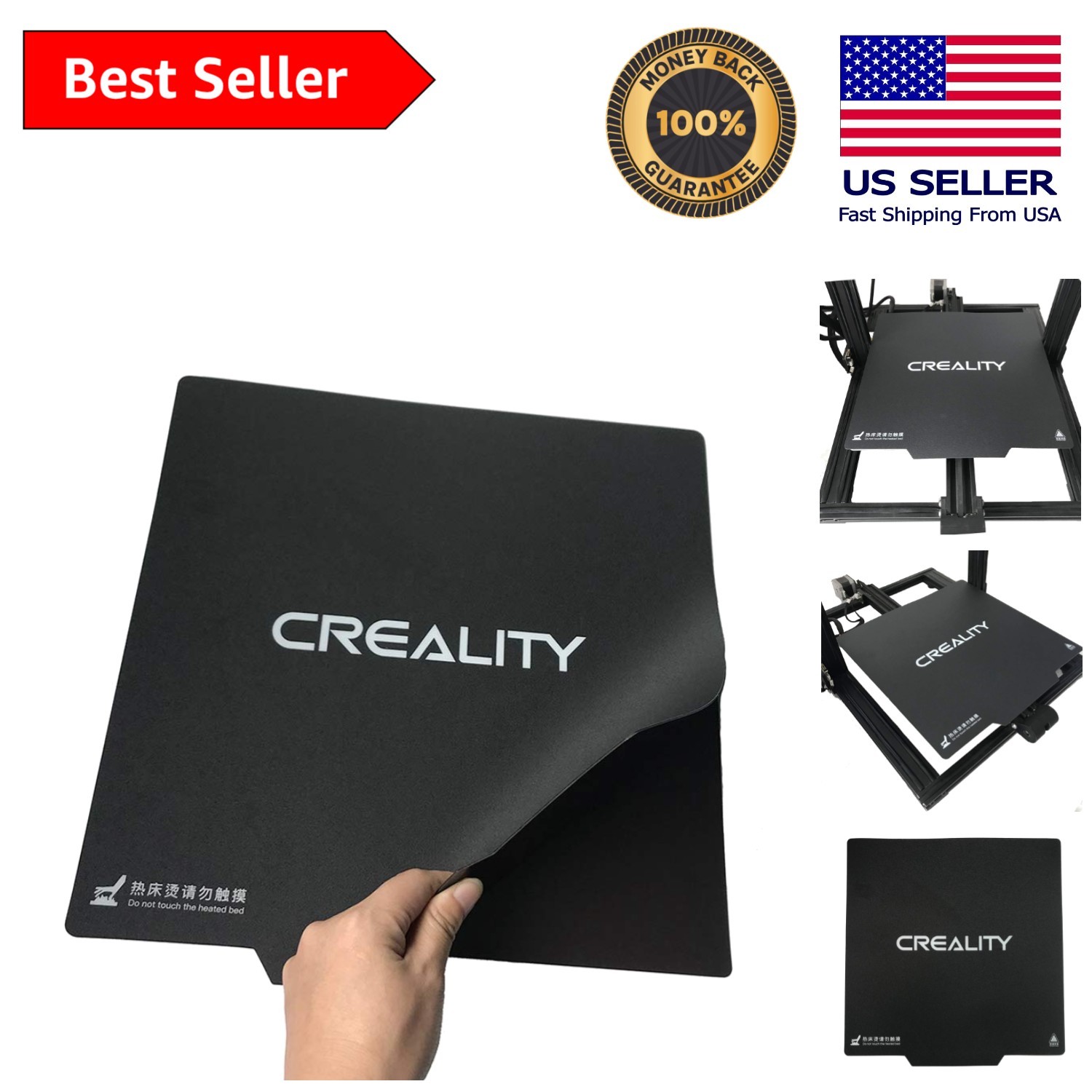 Black Ultra-Flexible 3D Printer Surface, Easy Model Removal for 310x310mm Plates