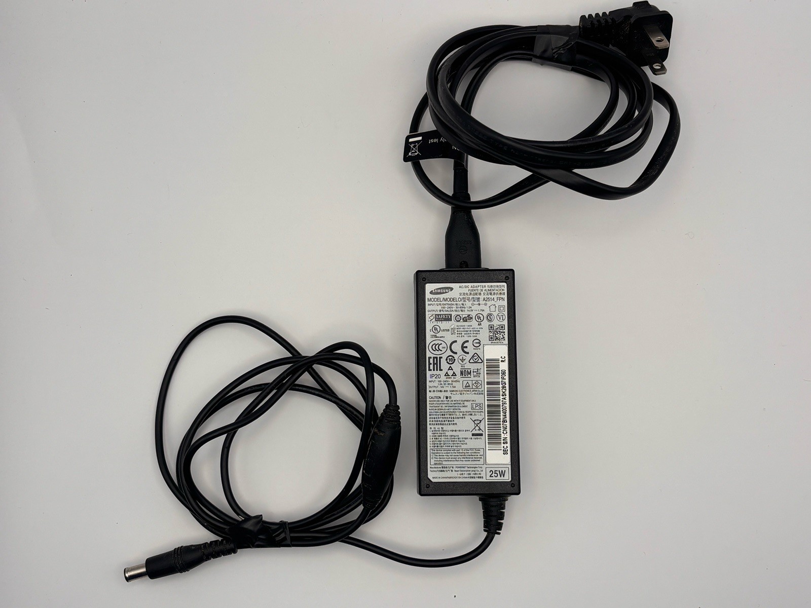 Genuine Samsung 25W AC Adapter A2514 FPN 14V 1.79A Monitor Charger With Cord