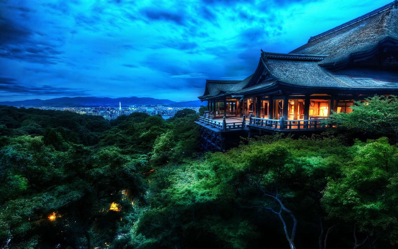 Landscape r trees nature lights japan temple asia kyoto Custom Gaming Mat Desk