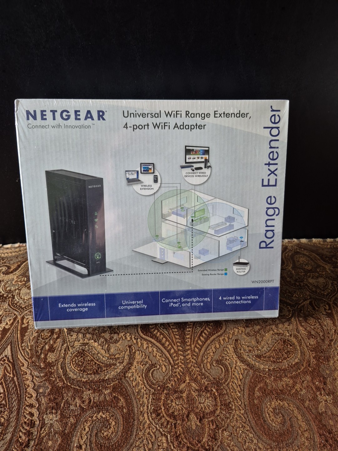NETGEAR WN2000RPT Universal WiFi Range Extender 4-port WiFi Adapter New 