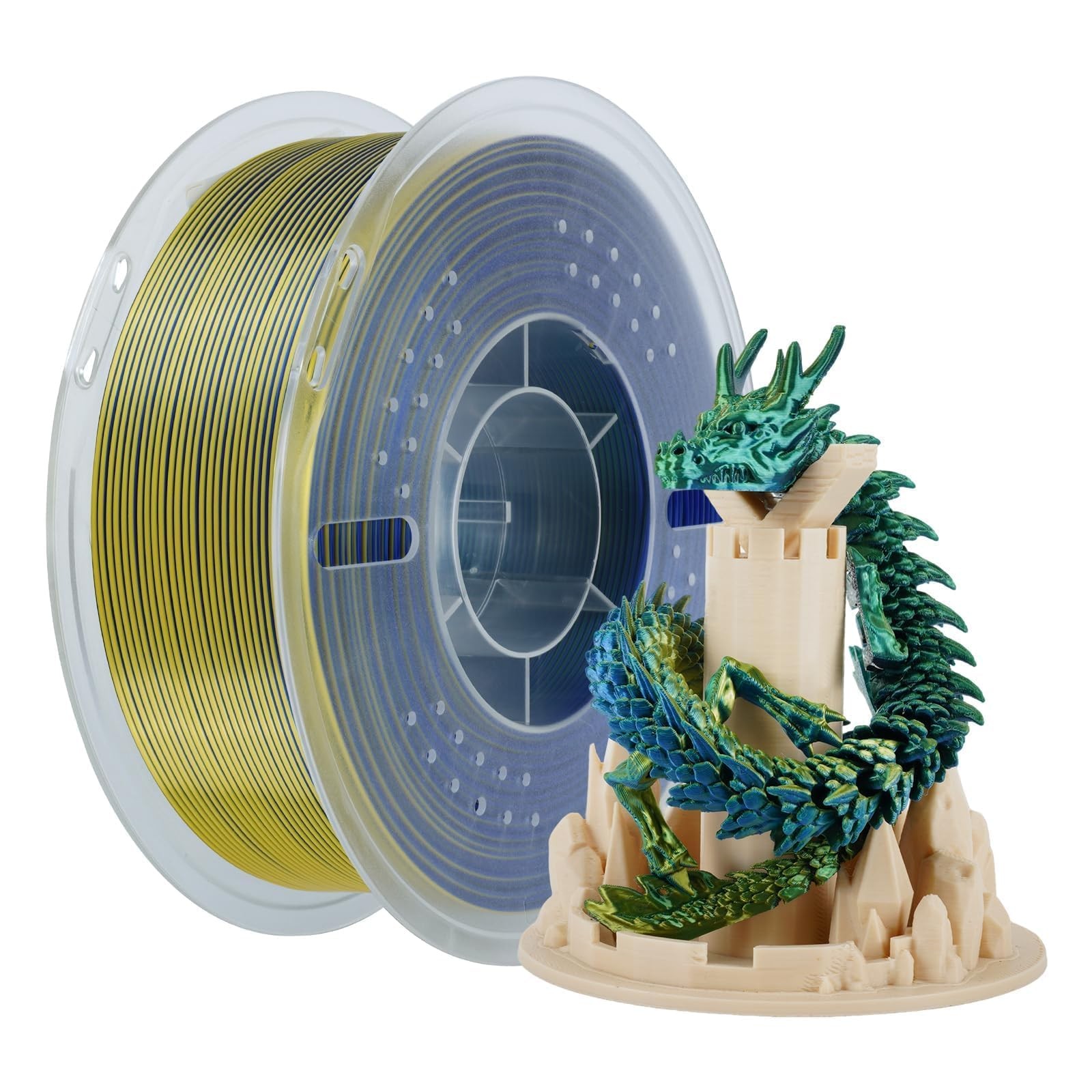 Kingroon Silk Tri Color PLA Filament, 1kg-yellow Blue Green, 1.75mm