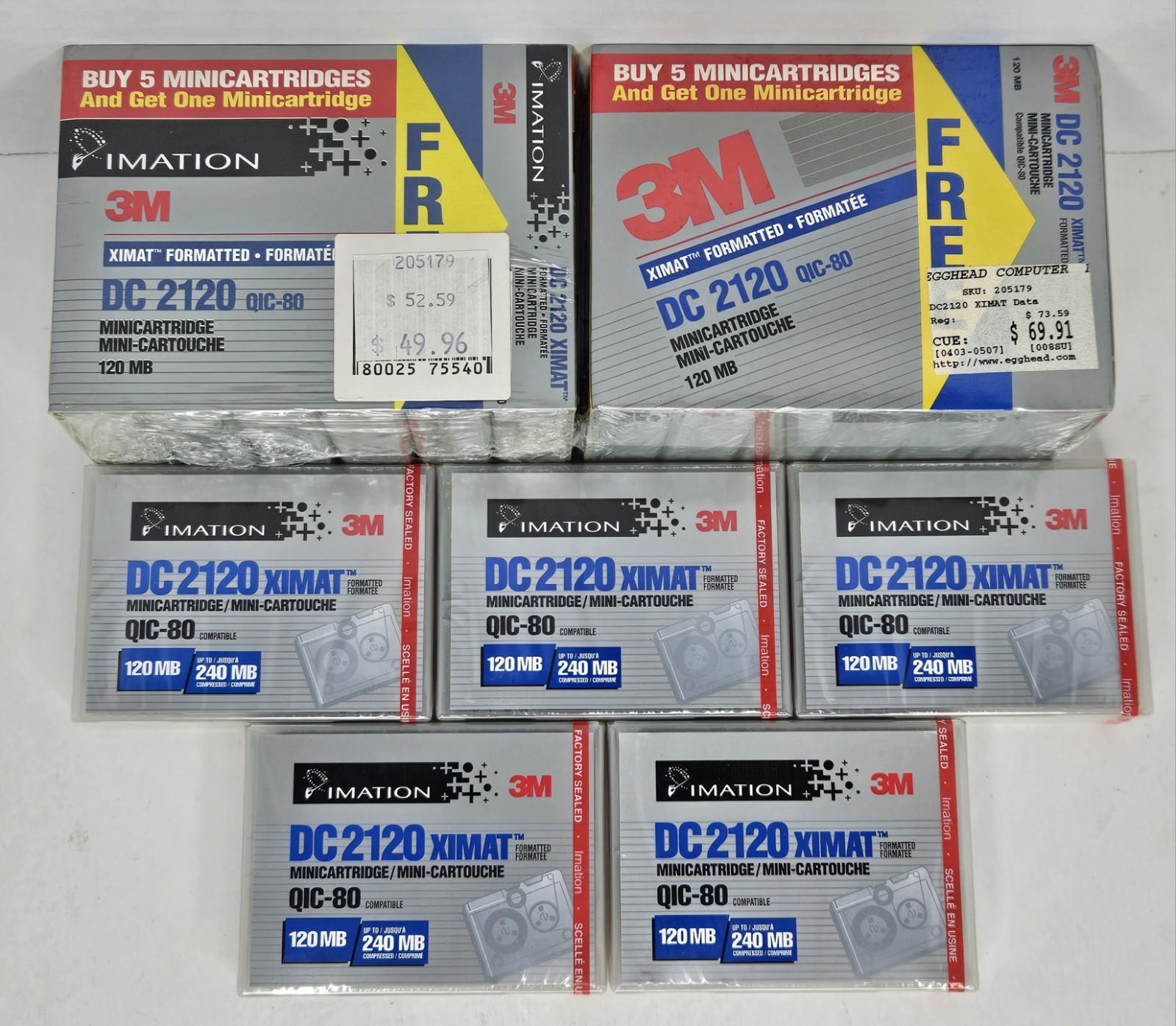 3M DC 2120 Mini Data Cartridge 120MB Box of 17 - New in sealed wrappers