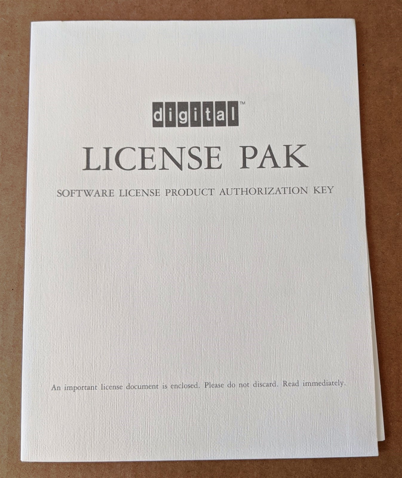 Vtg 1991 VAX VMS Digital DEC Equipment License PAK Key Certificates w/Folder H