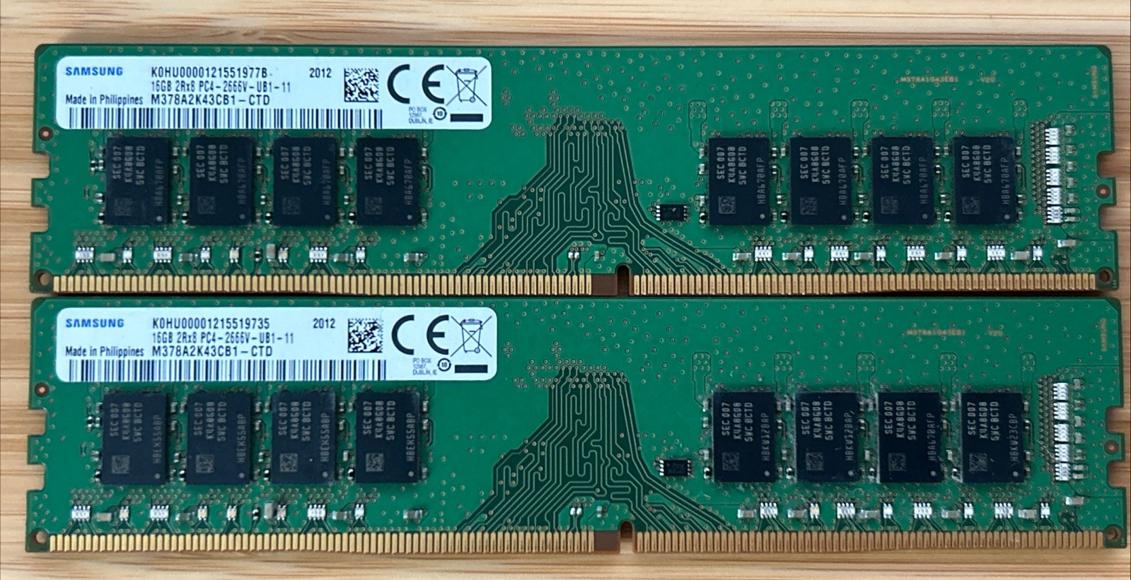 Samsung 32GB (2x16GB) DDR4-2666 UDIMM 2Rx8 M378A2K43CB1-CTD Desktop RAM
