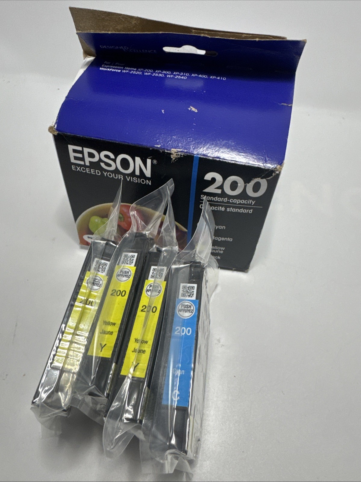 Epson 200 (1) Cyan, (3) Yellow Ink Cartridges Genuine 01/2029