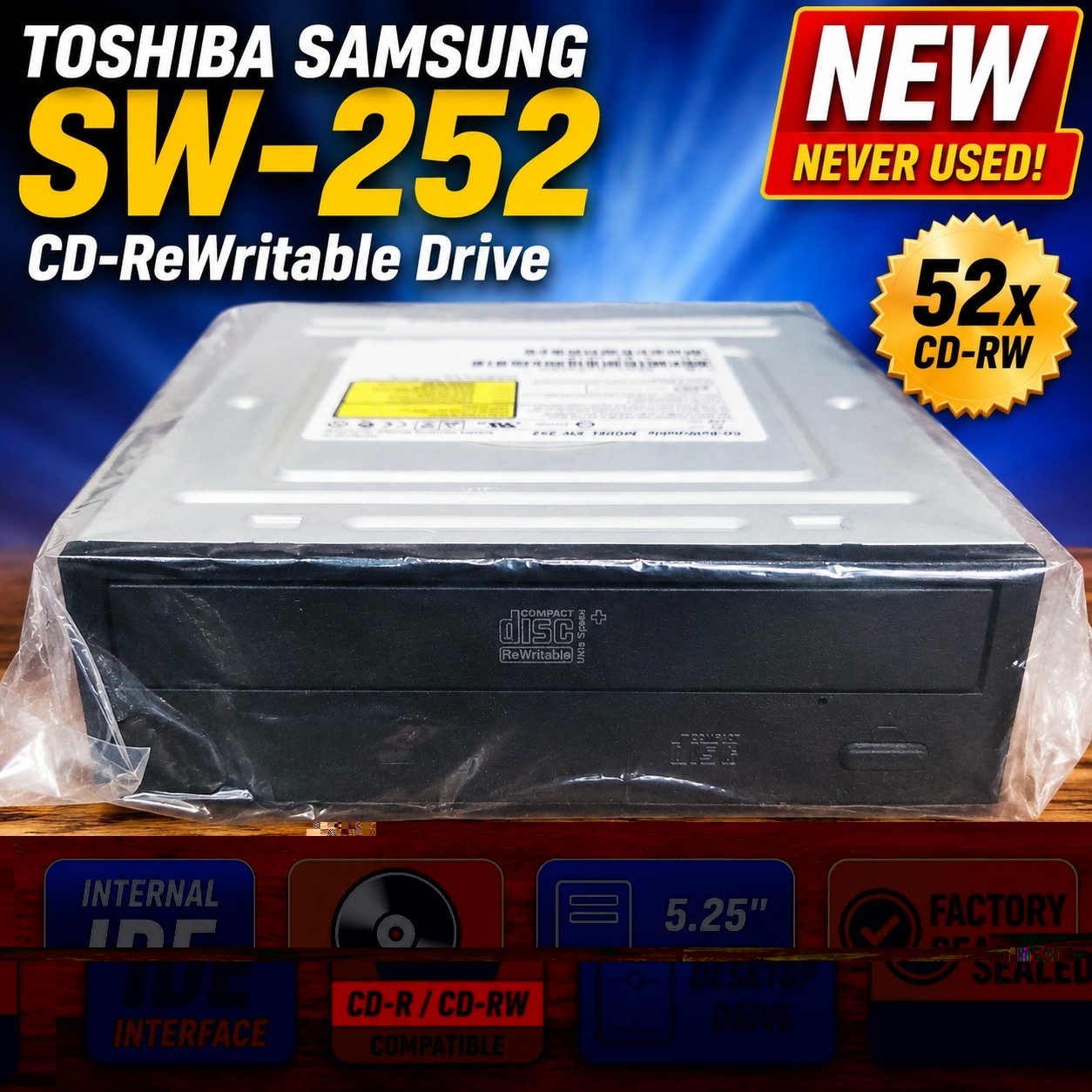 NEW Toshiba Samsung SW-252 CD-RW 52X Internal IDE 5.25" Optical Drive Sealed NOS