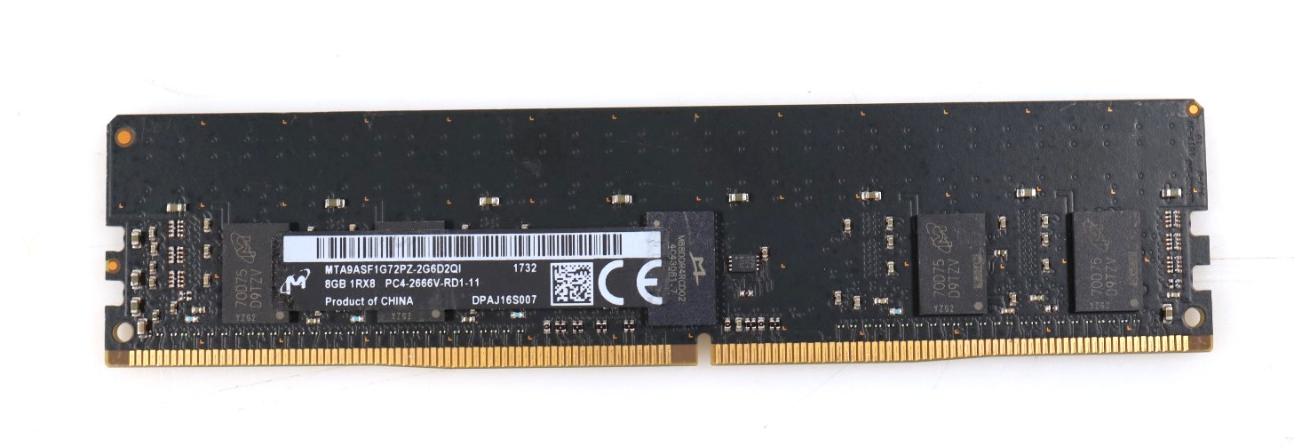 8GB Micron MTA9ASF1G72PZ-2G6D2 1Rx8 PC4-2666V DDR4 ECC RDIMM Server RAM