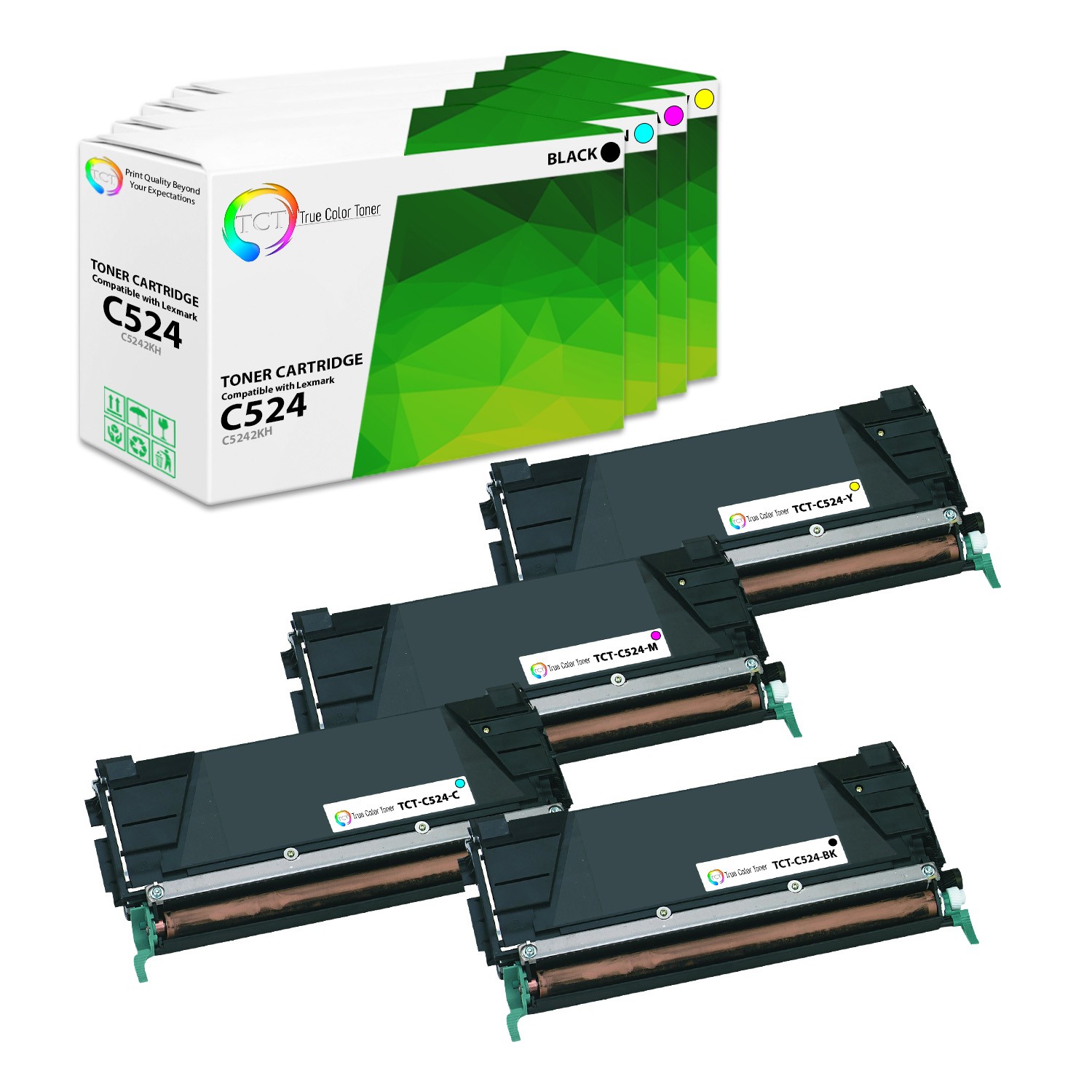 4Pk TCT Premium For Lexmark C520 C522 C524 C530 HY Compatible Toner Cartridge