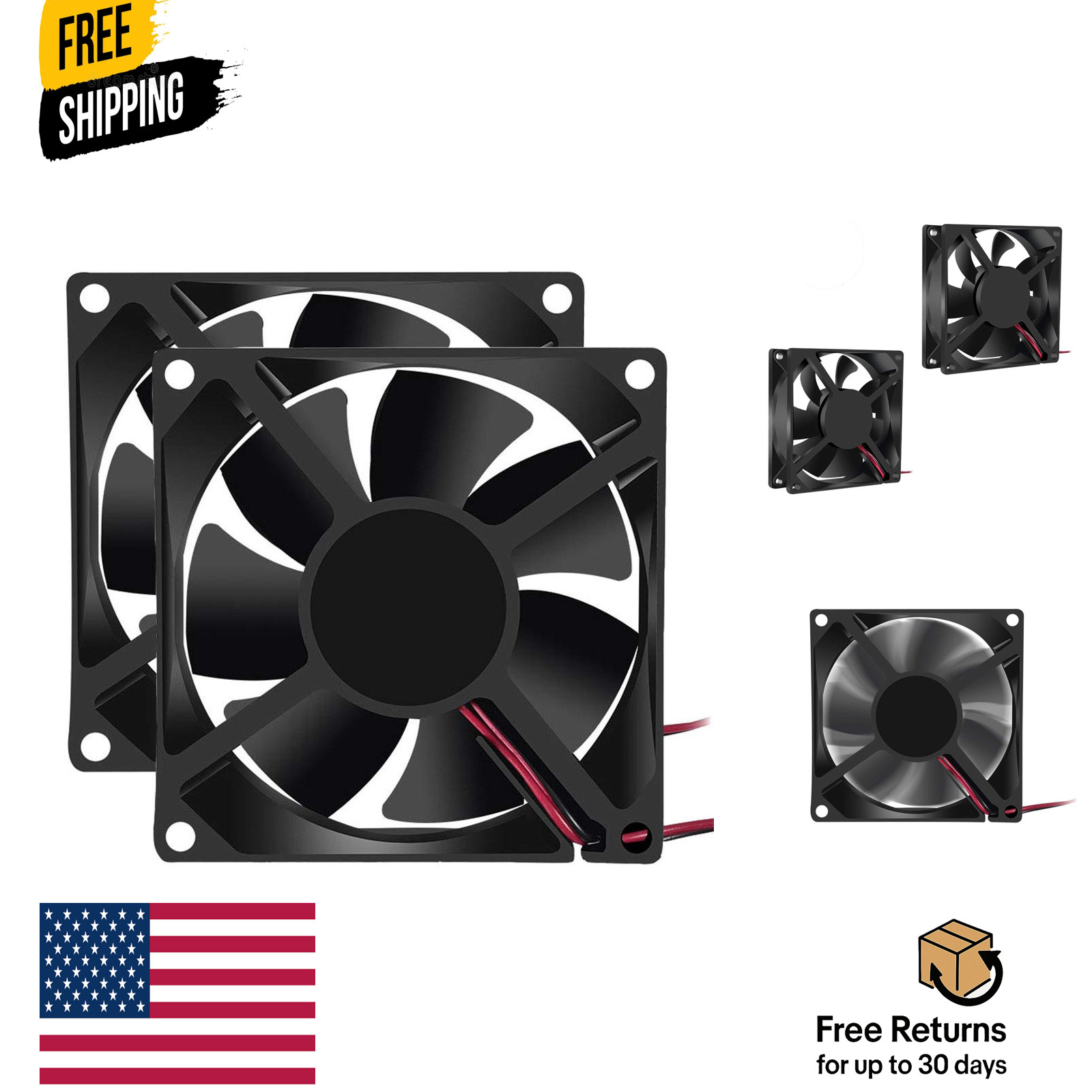 2Pcs 24V 3.14in 0.98in Fan 80mm x 80mm x 25mm Fan DC 24V 8025 Brushless Cooling