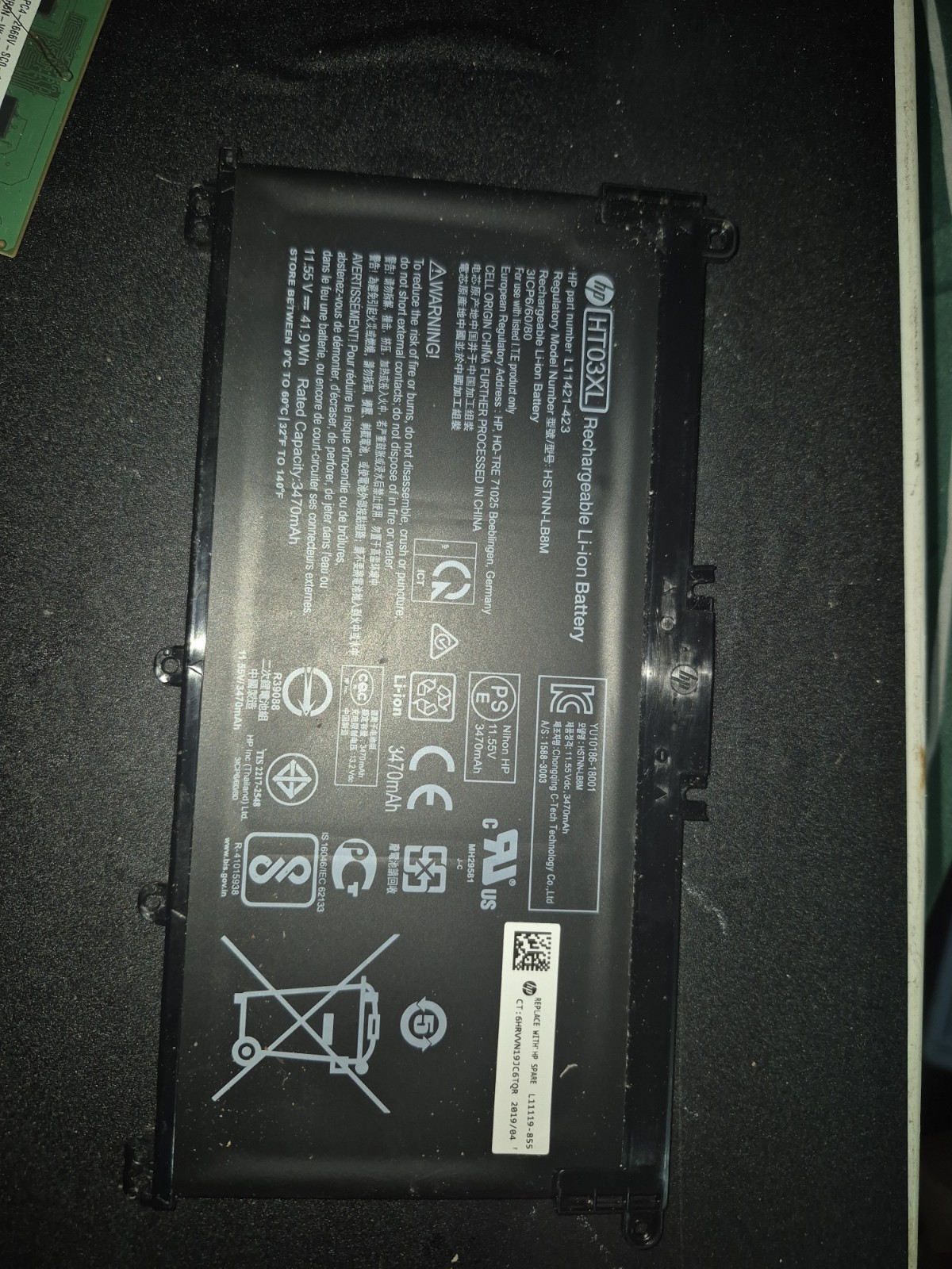 HP Probook x360 11 G3/,G4,G5,G6,G7 Battery L12791-855 Genuine Hp New.  RU03XL