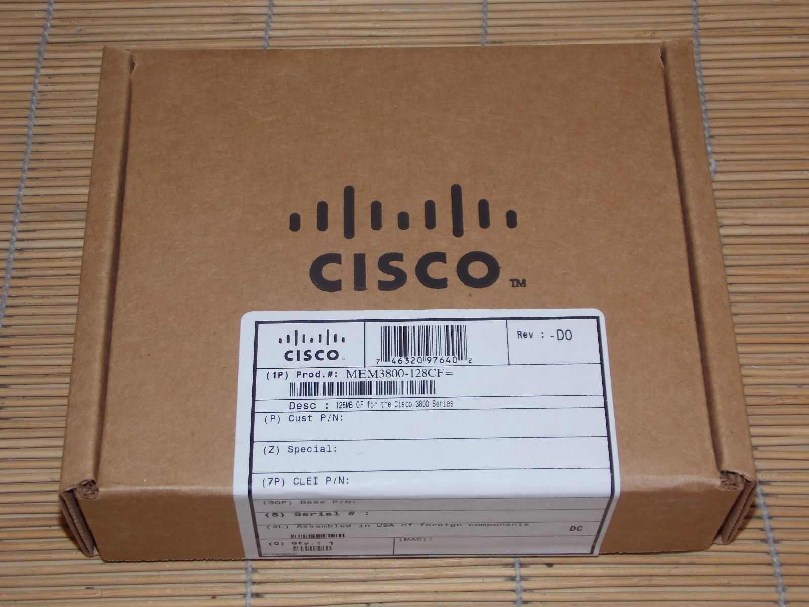 NEW CISCO MEM3800-128CF 128 MB Compact Flash 3825 3845 NEW ORIGINAL PACKAGING UNOPENED