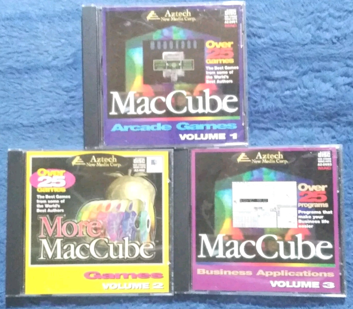 MAC CUBE Vol.1/2/3 (Mac, CD-ROM, Aztech) Arcade Games/Business Applications HTF