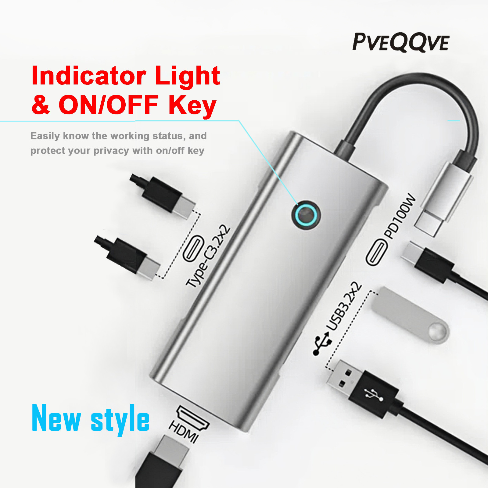 USB C Hub HDMI 4K Type C Hub To USB3.2 10Gbps PD 100W For iPad MacBook Laptop