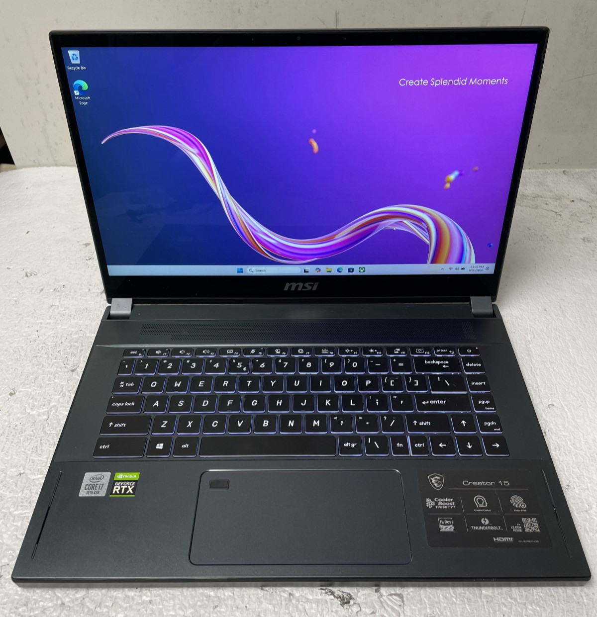 MSI Creator 15 MS-16V2 15.6" i7-10875H @2.30GHz 16GB RAM 512GB SSD Win11H Touch