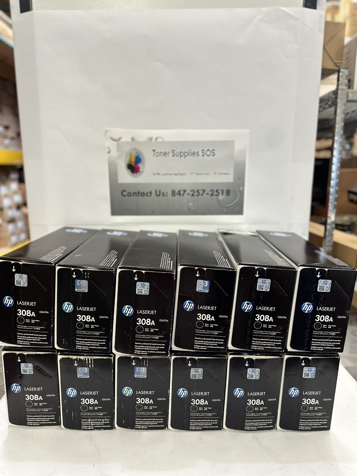 Lot of  12 HP Laserjet 308A Black Print Cartridge Q2670A OEM