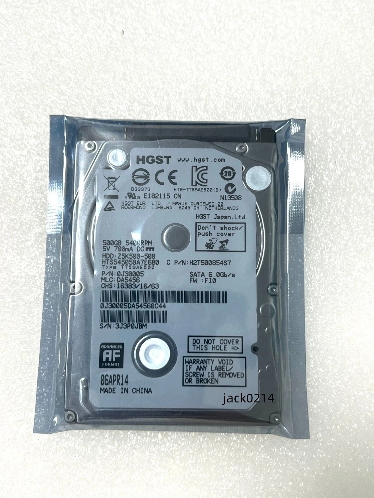 HGST 500GB SATA Z5K500-500 Laptop 2.5" 7mm Laptop Hard Drive HTS545050A7E680