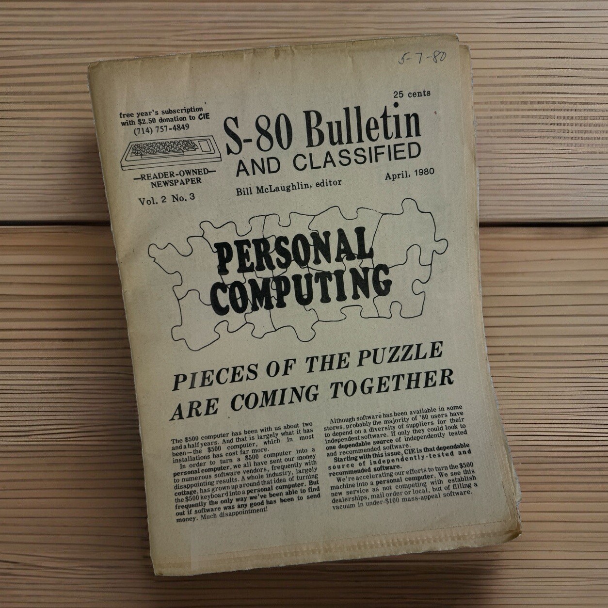 1980 S-80 Bulletin and Classified Vol2 No3  CIE TRS-80 PC RARE Early PC News