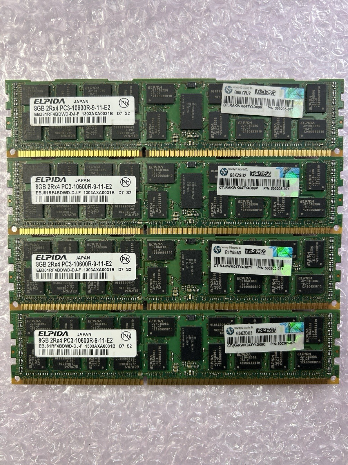 Elpida HP 32GB 4x8GB DDR3 PC3-10600R ECC Reg RAM EBJ81RF4BDWD-DJ-F