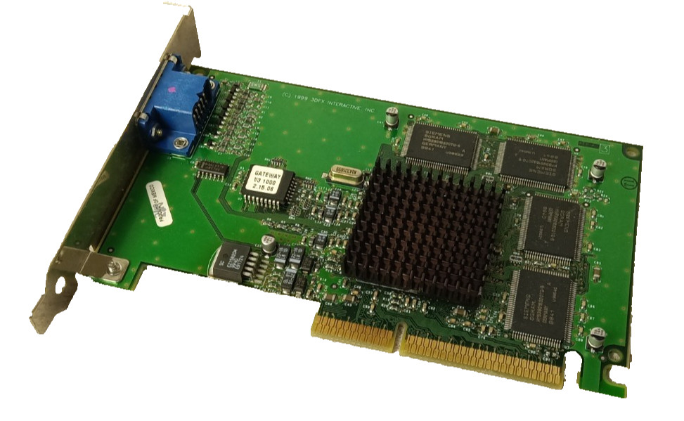 Vintage 3Dfx AGP Card Voodoo3 Velocity 100 ( 210-0380-001 ) 8 MB RAM + Heatsink