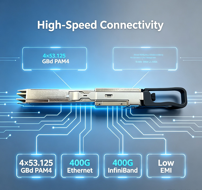 QSFP112 400G VR4 Fiber Optic Transceiver 850nm MMF MPO‑12 100m DDM Swap Module