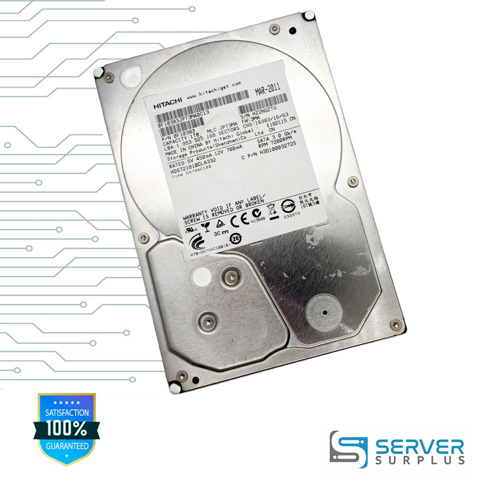 Hitachi HDS721010CLA332 1TB SATA 3.0 Gb/s 3.5 in Enterprise HDD | 0F10383