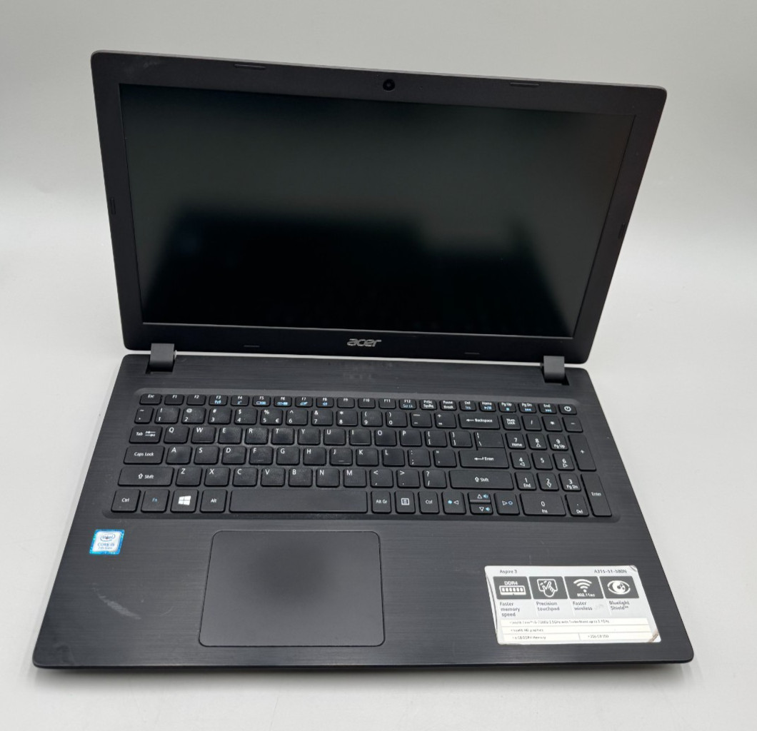 Acer Spin 3 A315-51 i5-7200U 2.5GHz 15.6" 256GB SSD 8GB DDR4 BLK Laptop Good/S2
