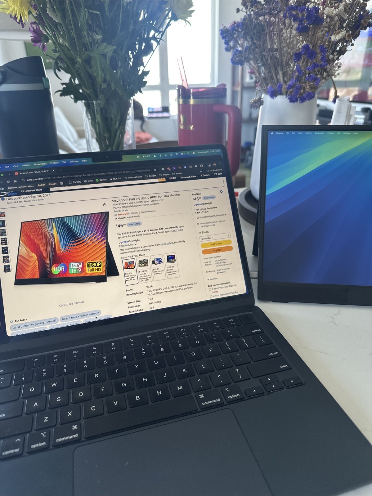 VILVA Portable Monitor 15.6” Full HD USB-C HDMI Display