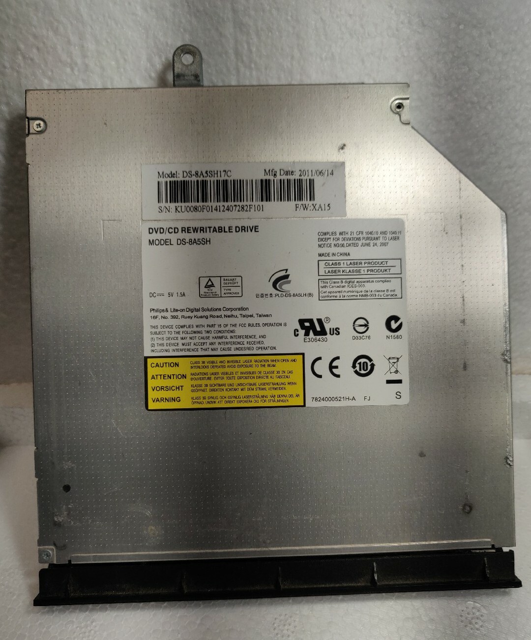 DS-8A5SH17C LAPTOP OPTICAL DRIVE DVD/CD/RW From ACER ASPIRE-4755 SERIES